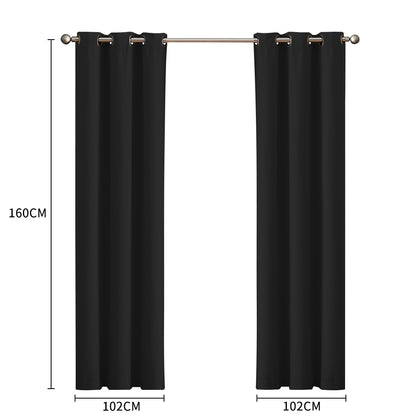 Blockout Curtain Blackout Curtains Eyelet Room 102x160cm Black
