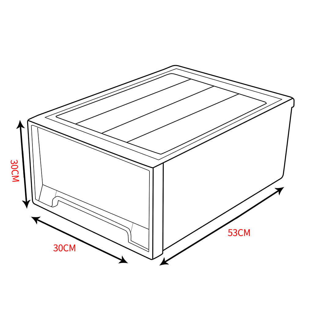 2x Plastic Wide Drawer Shoes Storage Boxes