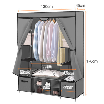 Portable Wardrobe With Shoe Storage Grey