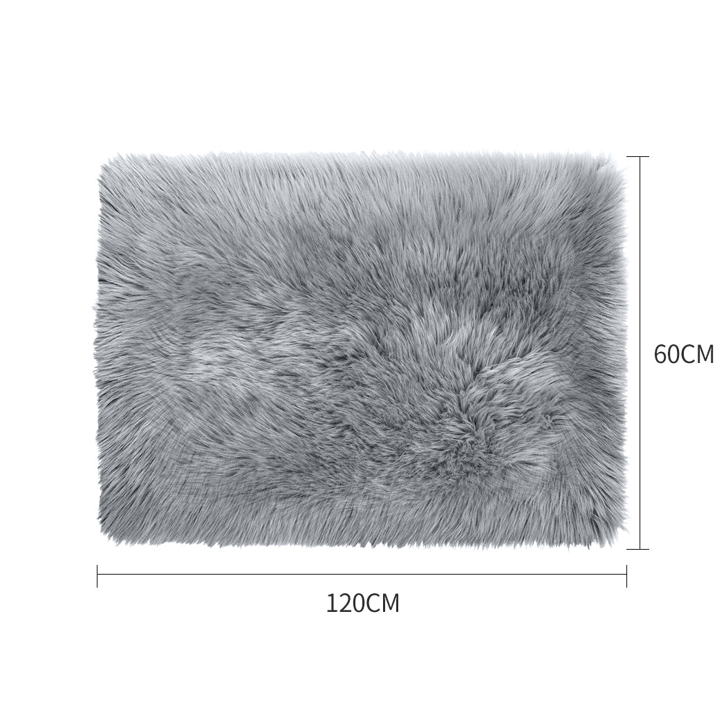 Floor Rugs Sheepskin Shaggy Rug Area Carpet Bedroom Living Room Mat 60X120 Grey