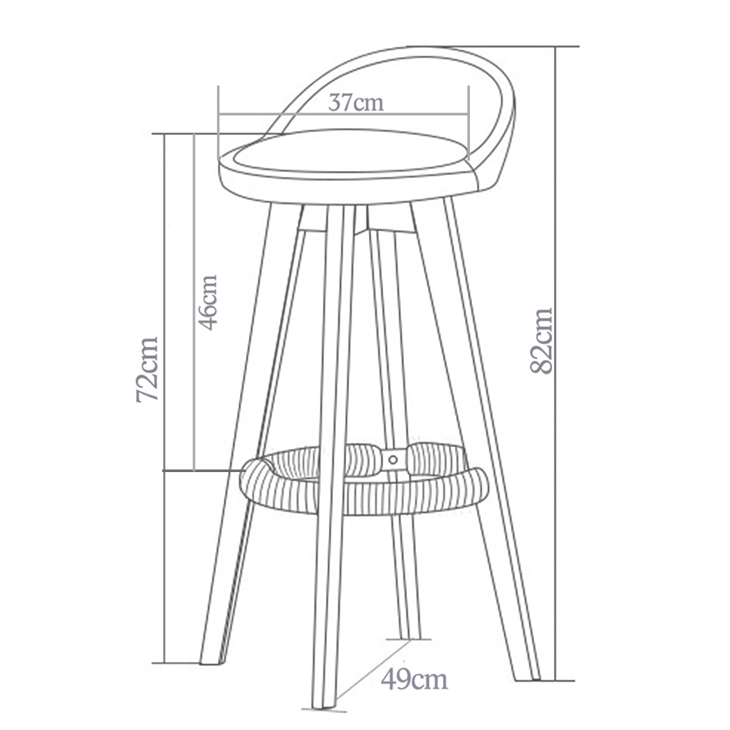 4x Fabric Swivel Bar Stool -Cream