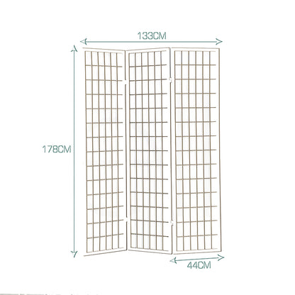 3 Panel Room Divider Screen Door Stand Privacy Fringe Wood Fold Grey