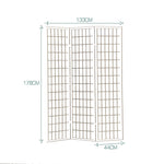 3 Panel Room Divider Screen Door Stand Privacy Fringe Wood Fold Grey