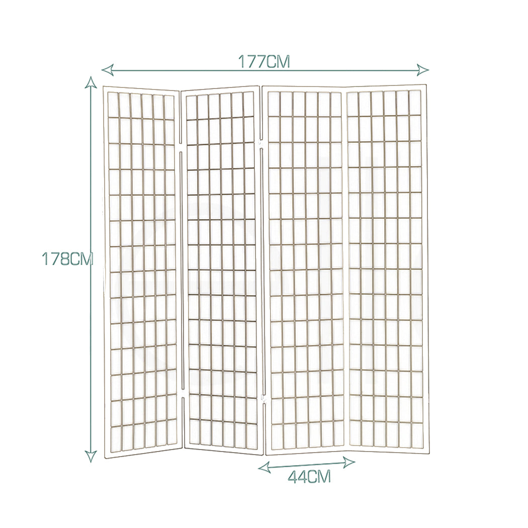 4 Panel Free Standing Foldable  Room Divider Privacy Screen Black Frame