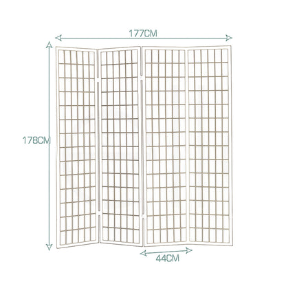 4 Panel Free Standing Foldable  Room Divider Privacy Screen Black Frame