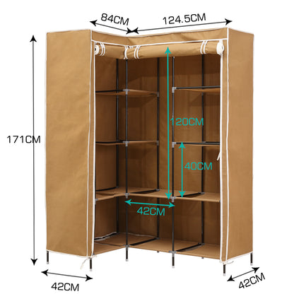 Portable Wardrobe Clothes Closet Storage Cabinet Organizer With Shelves