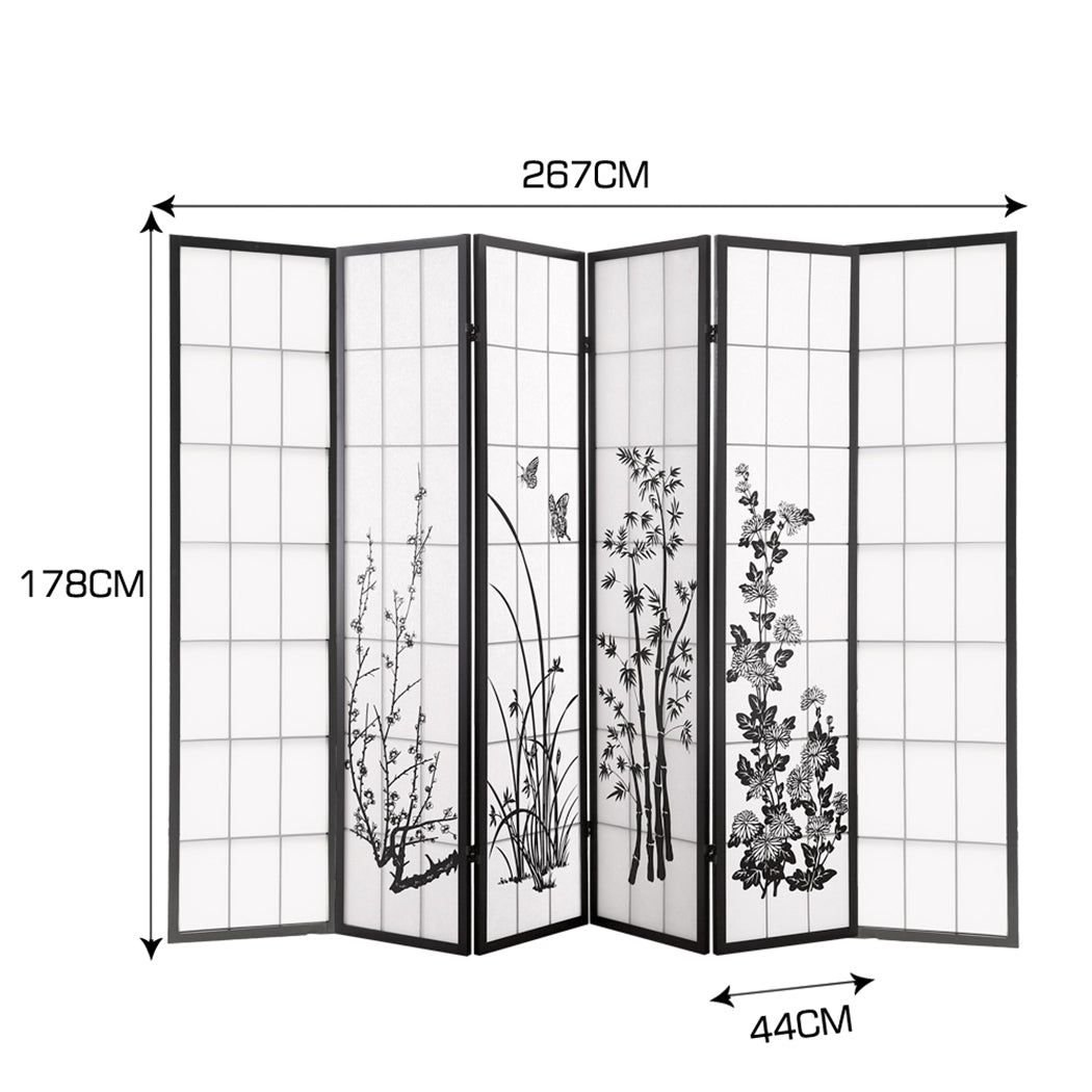 6 Panel Room Divider Privacy Screen Wood Timber Bed Wider Foldable Stand