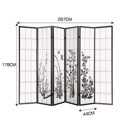 6 Panel Room Divider Privacy Screen Wood Timber Bed Wider Foldable Stand