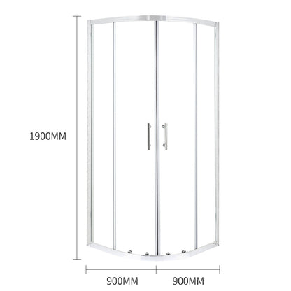 Shower Screen Screens Door Seal Enclosure Glass PanelCurved900x900x1900mm