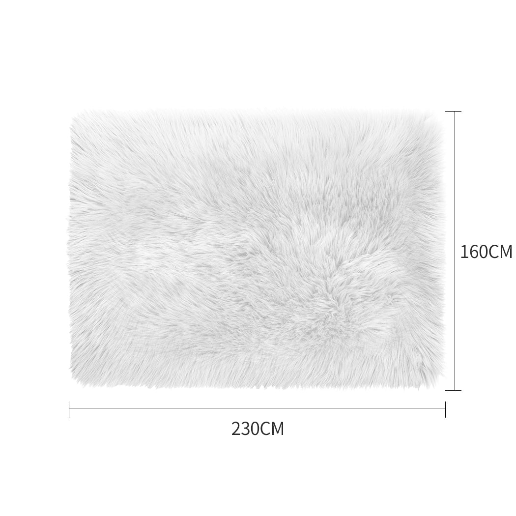 Floor Rugs Sheepskin Shaggy Rug Area Carpet Bedroom Living Room Mat 160X230 White