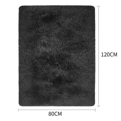 Designer Soft Shag Shaggy Floor Confetti Rug Carpet Home Decor 80x120cm Black