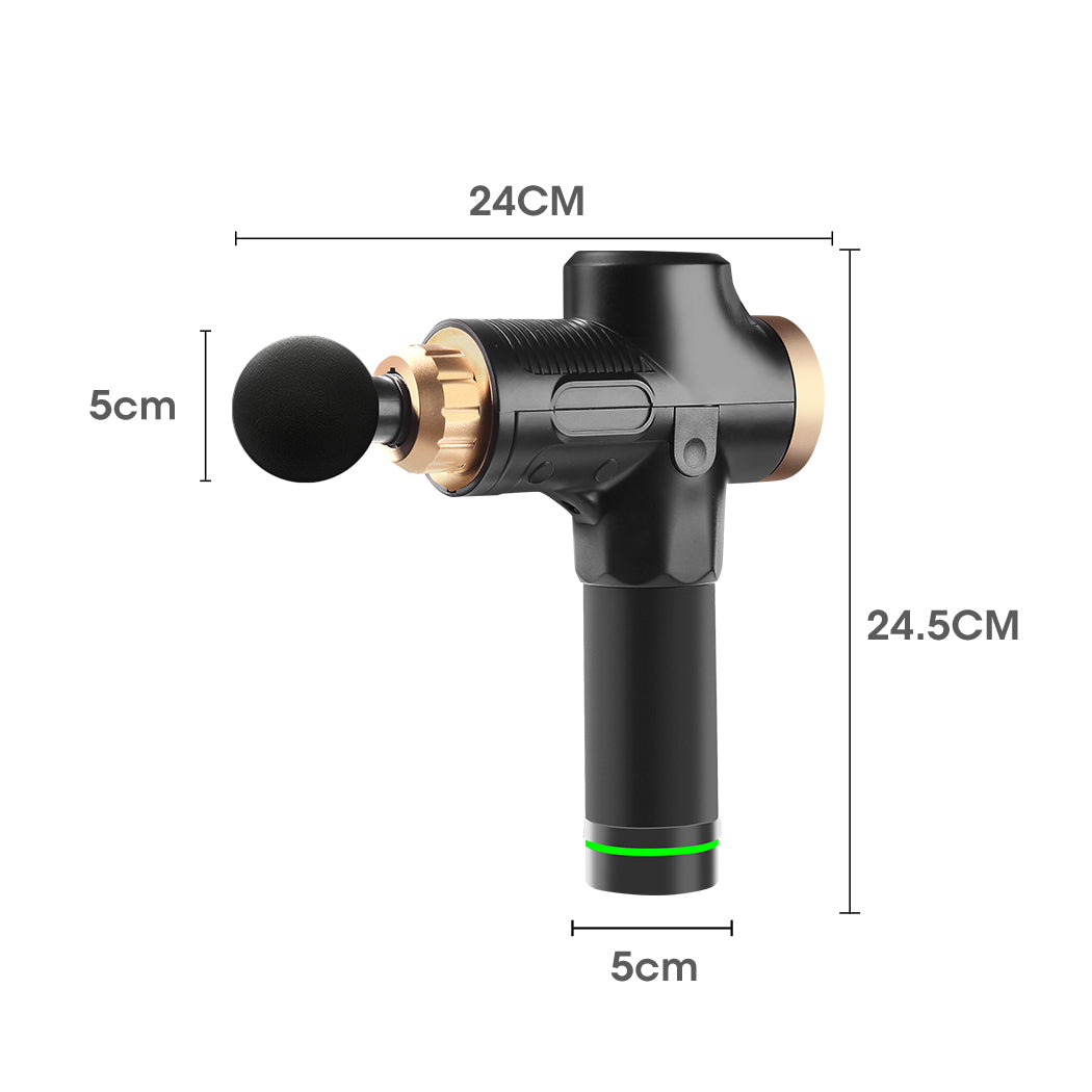 Massage Gun Electric Massager Vibration Muscle Therapy 4 Heads Percussion Black