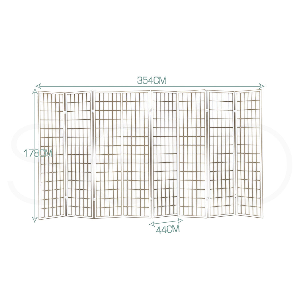 8 Panel Free Standing Foldable  Room Divider Privacy Screen Bamboo Print