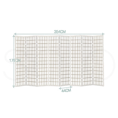 8 Panel Free Standing Foldable  Room Divider Privacy Screen Bamboo Print