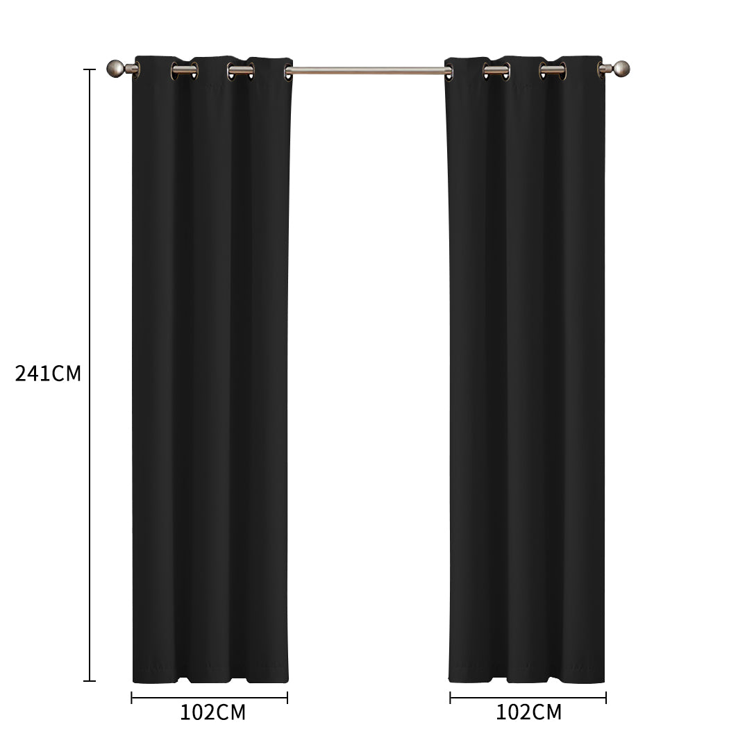 Blockout Curtain Blackout Curtains Eyelet Room 102x241cm Black