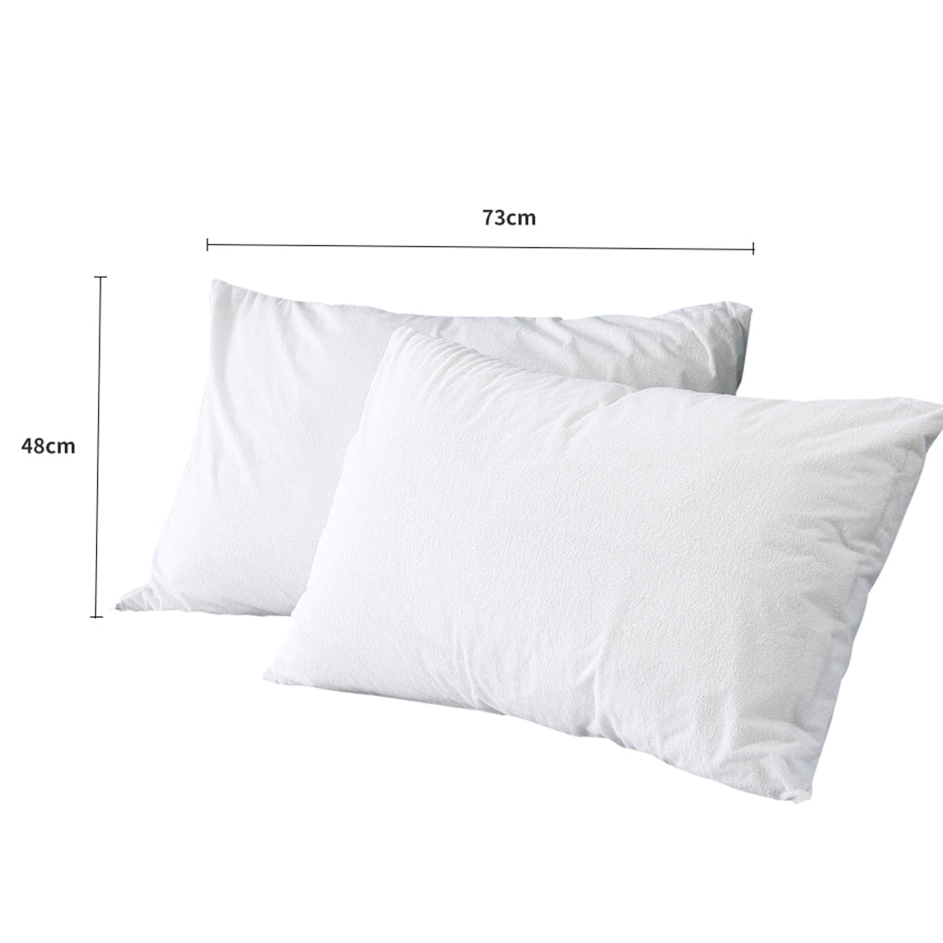 Pillow Protector Pillowcase Cases Cover Bamboo Fabric Soft Waterproof x2