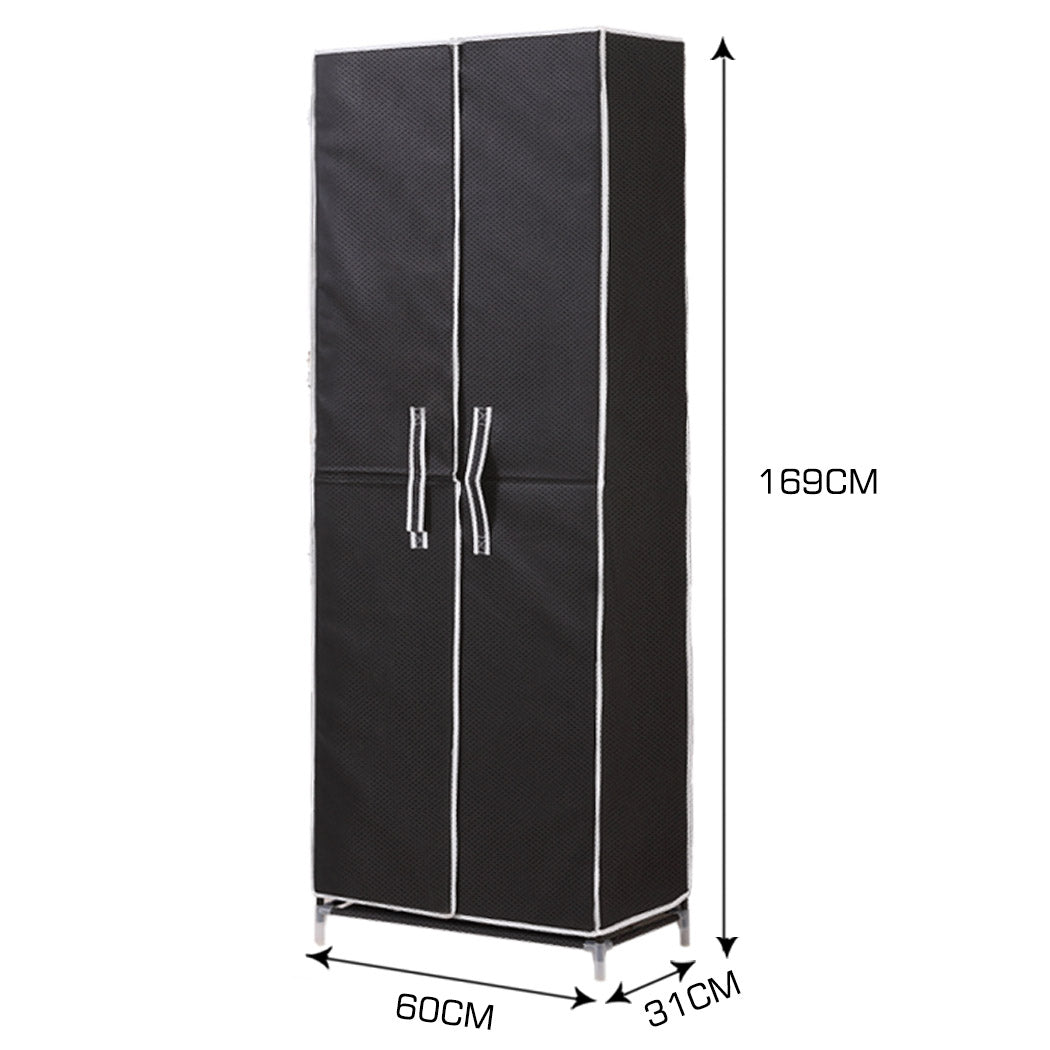 10Tiers Shoe Rack Portable Storage Cabinet Organiser Wardrobe Black Cover