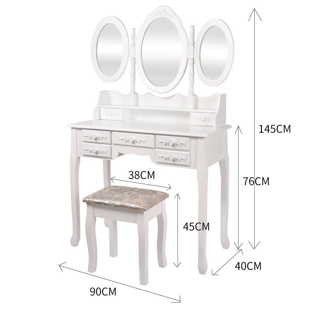 Dressing Table Jewellery Organiser Mirror Makeup Drawer Bedroom Furniture