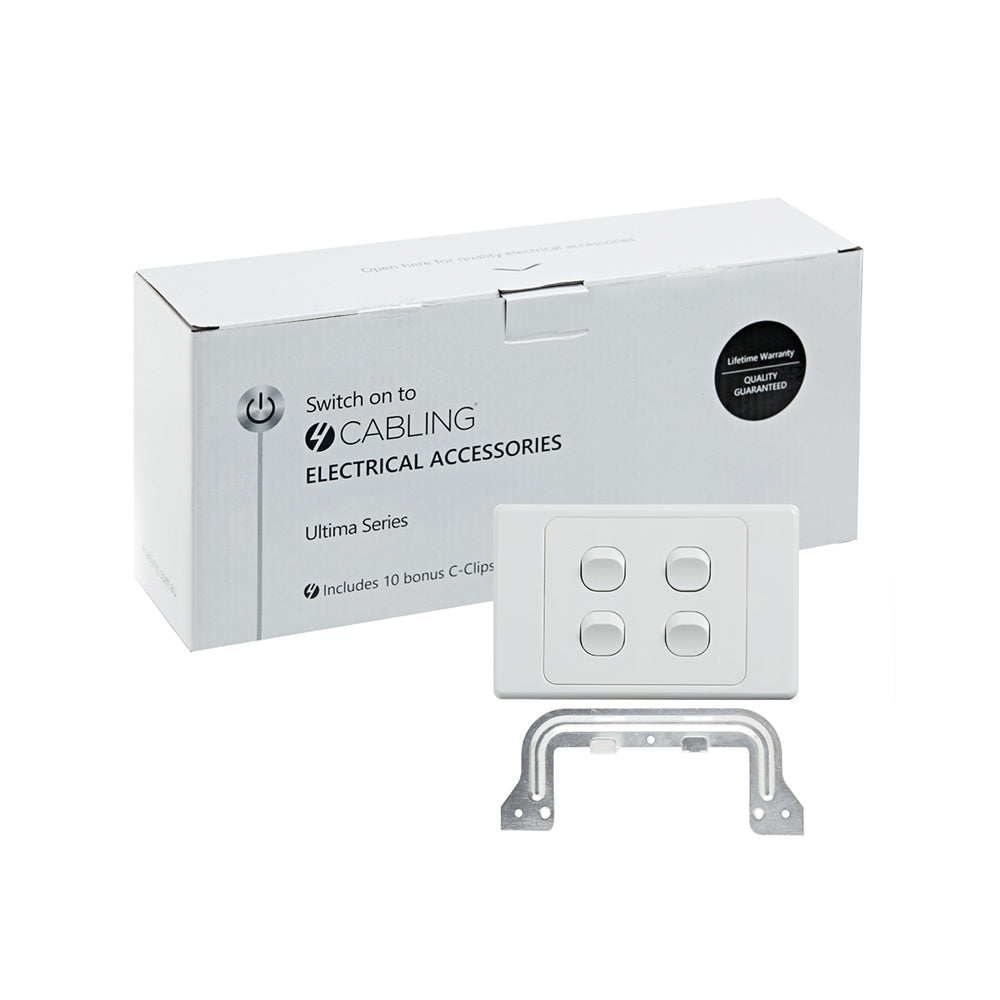 Ultima 4 Gang Switch 250V 16AX - Horizontal