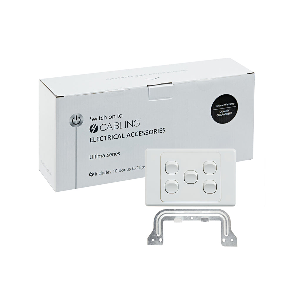 Ultima 5 Gang Switch 250V 16AX - Horizontal