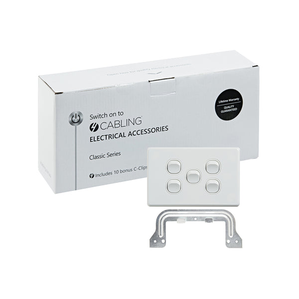  Classic 5 Gang Switch 250V 16AX - Horizontal