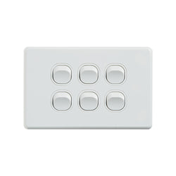 Classic 6 Gang Switch 250V 16AX - Horizontal