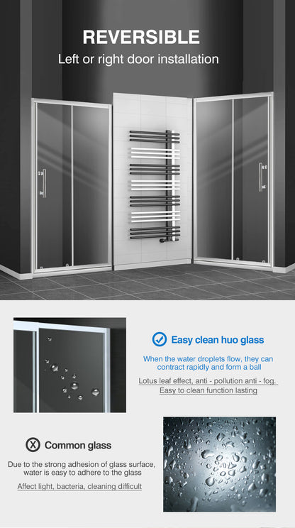 Bath Shower Enclosure Screen Seal Strip Glass Shower Door 1100x1900mm