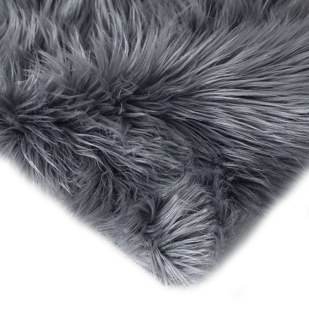 Floor Rugs Sheepskin Shaggy Rug Carpet Bedroom Living Room Mat 160X230 Dark Grey