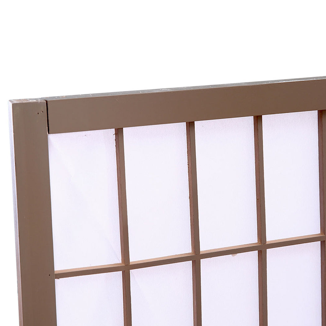3 Panel Room Divider Screen Door Stand Privacy Fringe Wood Fold Grey