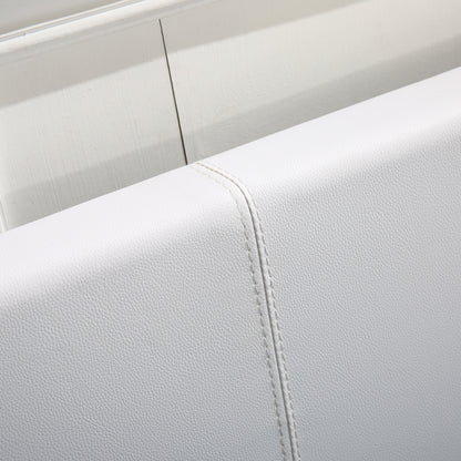 Gas Lift Bed Frame Premium Leather Base Mattress Storage Queen Size White