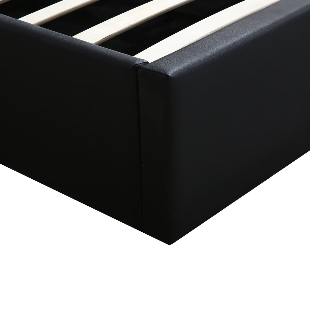 Bed Frame Gas Lift Premium Leather Base Mattress Storage Queen Size Black