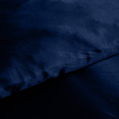 Silk Satin Quilt Duvet Cover Set in King Size in Navy Colour
