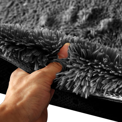 Designer Soft Shag Shaggy Floor Confetti Rug Carpet Home Decor 80x120cm Black
