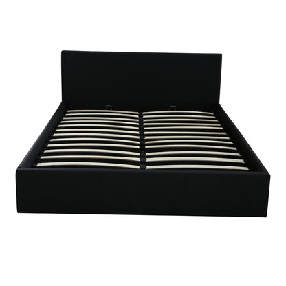 Bed Frame Gas Lift Premium Leather Base Mattress Storage Queen Size Black