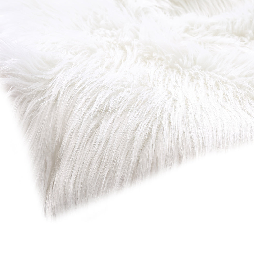 Floor Rugs Sheepskin Shaggy Rug Area Carpet Bedroom Living Room Mat 60X120 White