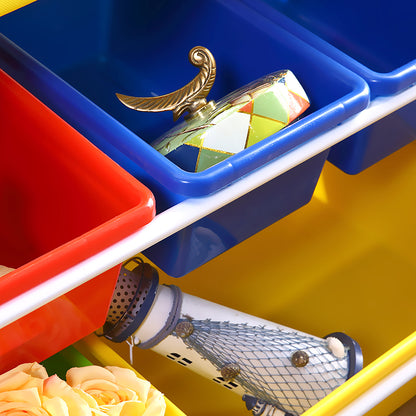 6 Bins Kids Toy Box Bookshelf Organiser Display Shelf Storage Rack Drawer