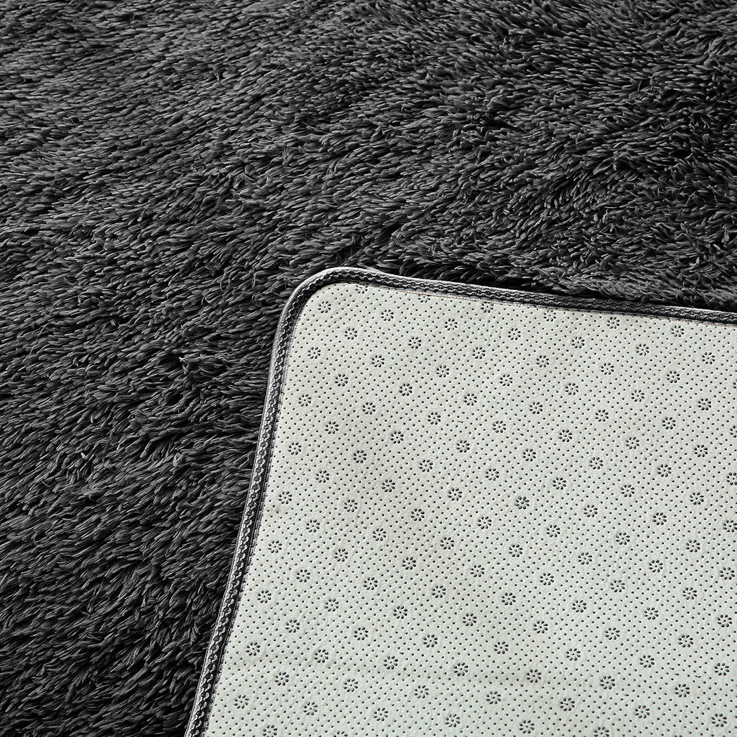 Designer Soft Shag Shaggy Floor Confetti Rug Carpet Home Decor 80x120cm Black