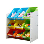 9 Bins Kids Toy Box Bookshelf Organiser Storage Rack