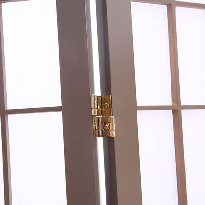 3 Panel Room Divider Screen Door Stand Privacy Fringe Wood Fold Grey