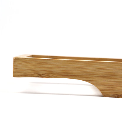 Environmental friendly bamboo Bath Caddy Book Wine Glass Holder Tray