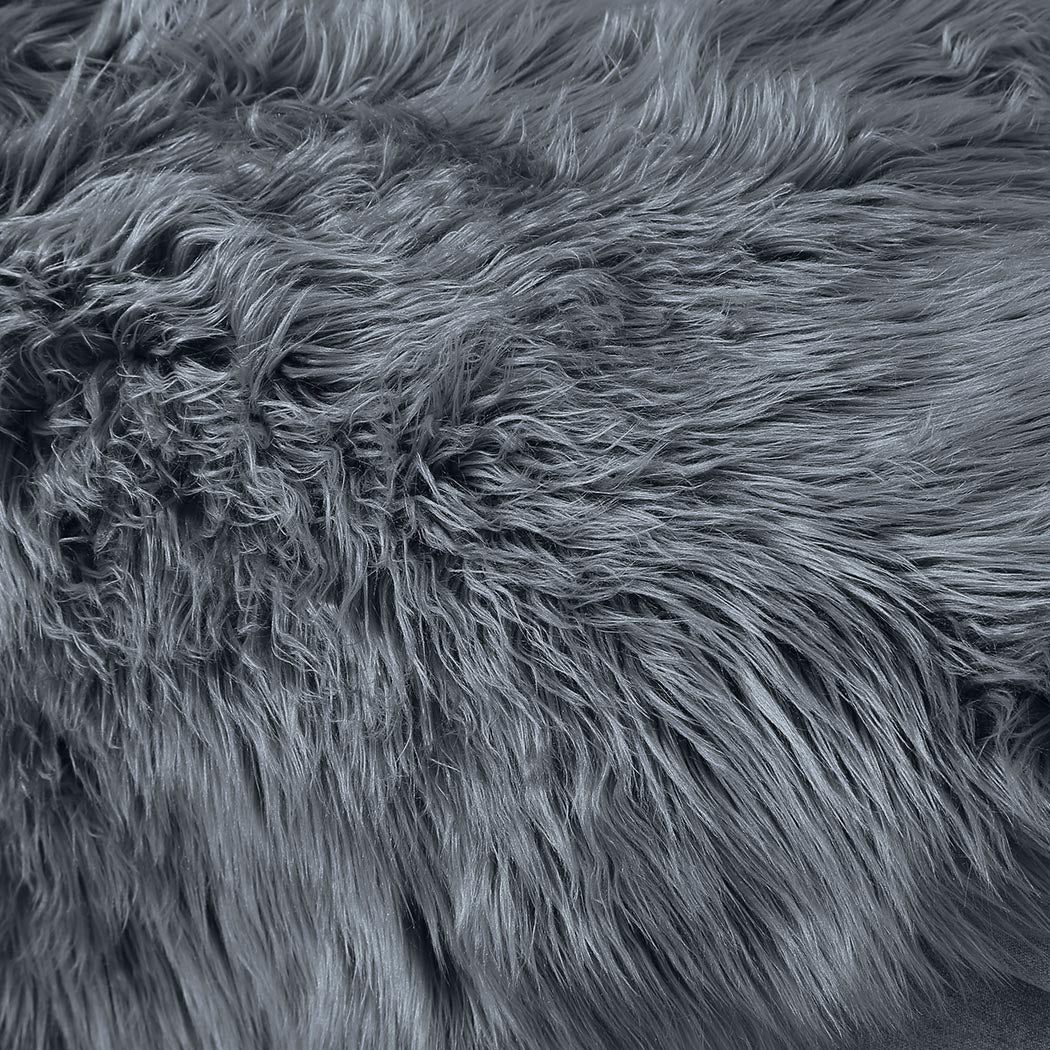 Floor Rugs Sheepskin Shaggy Rug Carpet Bedroom Living Room Mat 160X230 Dark Grey