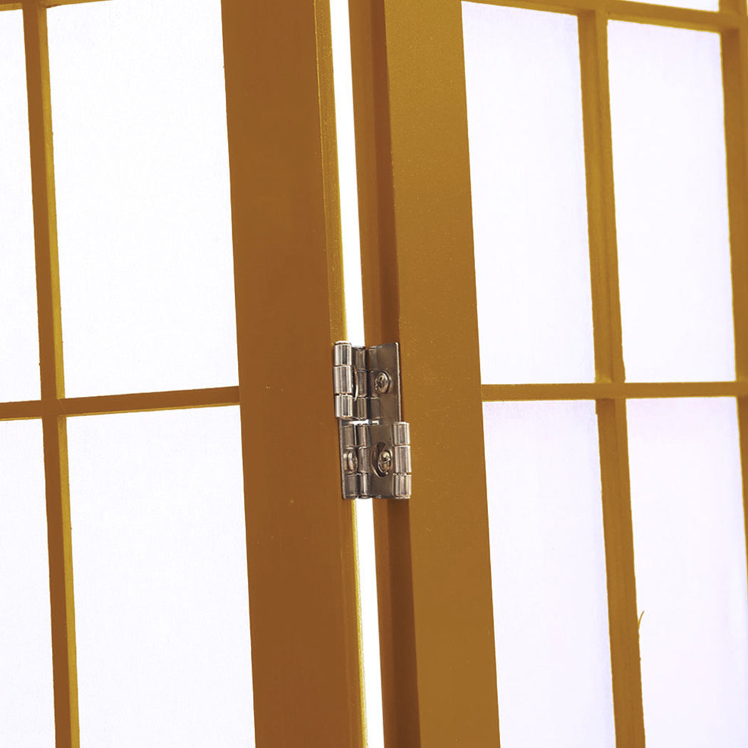 6 Panel Free Standing Foldable  Room Divider Privacy Screen Wood Frame