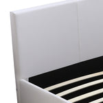 Gas Lift Bed Frame Premium Leather Base Mattress Storage Queen Size White