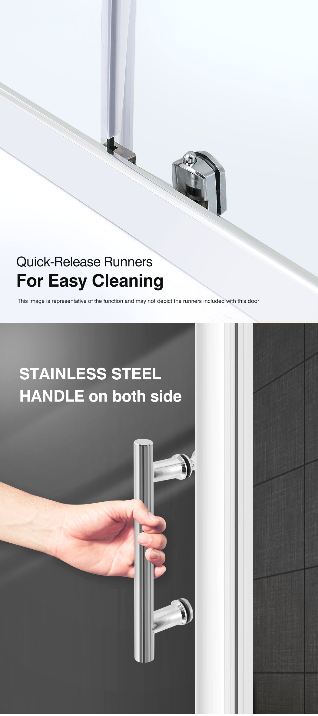 Bath Shower Enclosure Screen Seal Strip Glass Shower Door 1500x1900mm