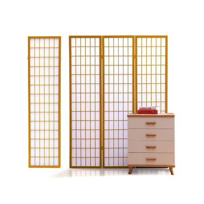 4 Panel Free Standing Foldable  Room Divider Privacy Screen Wood Frame