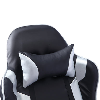 Executive Gaming Office Chair Racing Computer PU Leather Recliner Silver