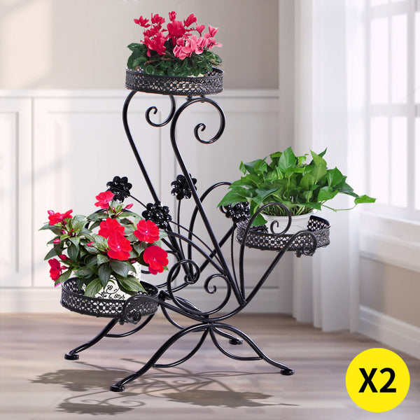  2X Plant Stand Outdoor Indoor Flower Pot Metal Corner Shelf Garden Home Decor AU