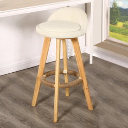2x Fabric Swivel Bar Stool -Cream