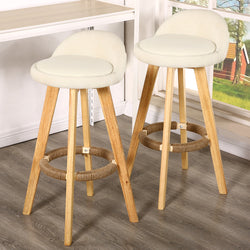 4x Fabric Swivel Bar Stool -Cream