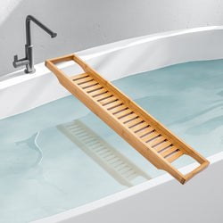 Environmental friendly bamboo Bath Caddy Book Wine Glass Holder Tray